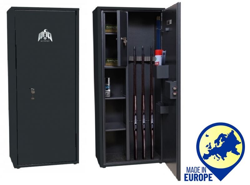 Armoire à fusil WE PROTECT Shooter 7 armes lunettes avec coffre intérieur - étagères (64kg)